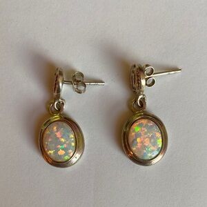 Elegant 925 Sterling Silver Opal Earrings
